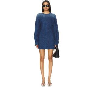 NWT 3X1 Mini Dress Cindy Deep Blue Soft Denim Women's Small Long Sleeve